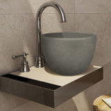 Humboldt Round Cast Concrete Vessel Sink - Dark Gray with Textured Finish