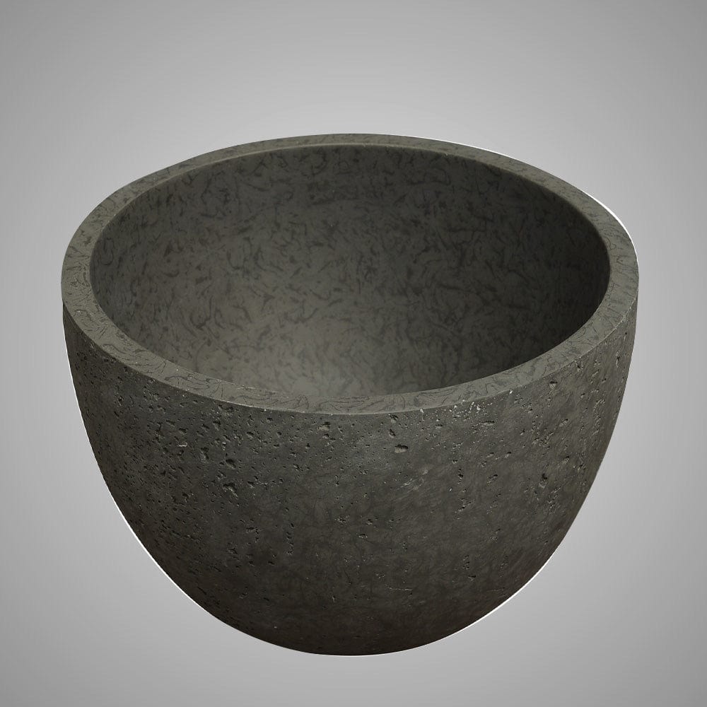 Humboldt Round Cast Concrete Vessel Sink - Dark Gray with Textured Finish