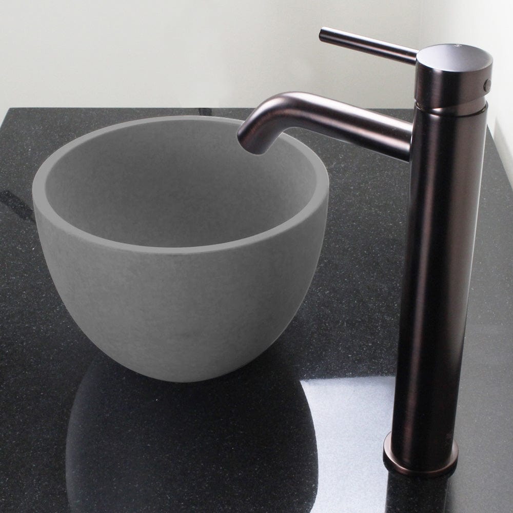 Humboldt Round Cast Concrete Vessel Sink - Light Gray