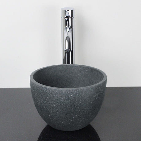 Humboldt Round Cast Concrete Vessel Sink - Speckled Dark Gray Sandstone