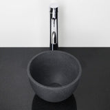 Humboldt Round Cast Concrete Vessel Sink - Speckled Dark Gray Sandstone