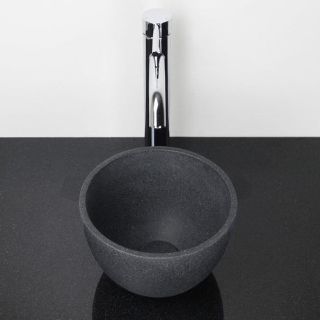 Humboldt Round Cast Concrete Vessel Sink - Speckled Dark Gray Sandstone