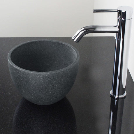 Humboldt Round Cast Concrete Vessel Sink - Speckled Dark Gray Sandstone