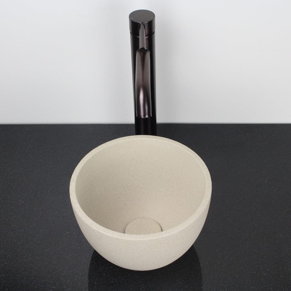 Humboldt Round Cast Concrete Vessel Sink - White Sandstone
