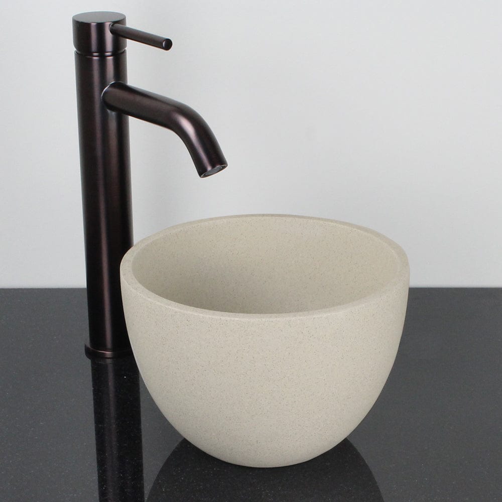 Humboldt Round Cast Concrete Vessel Sink - White Sandstone