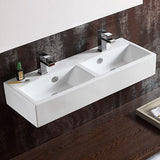 Iola Double-Bowl Vitreous China Wall-Mount Bathroom Sink