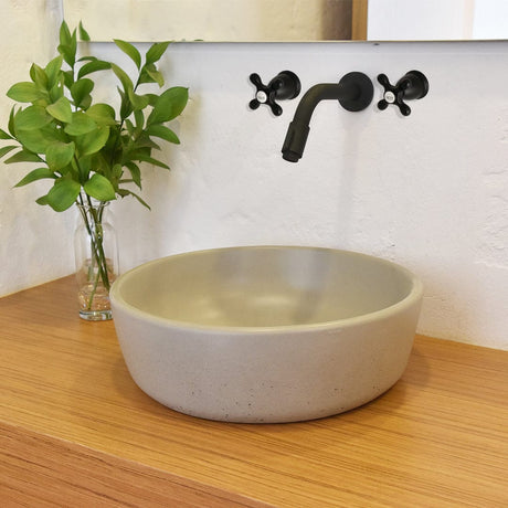 Jazerp Round Cast Concrete Vessel Sink - Desert Brown