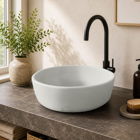 Jazerp Round Cast Concrete Vessel Sink - Light Grey