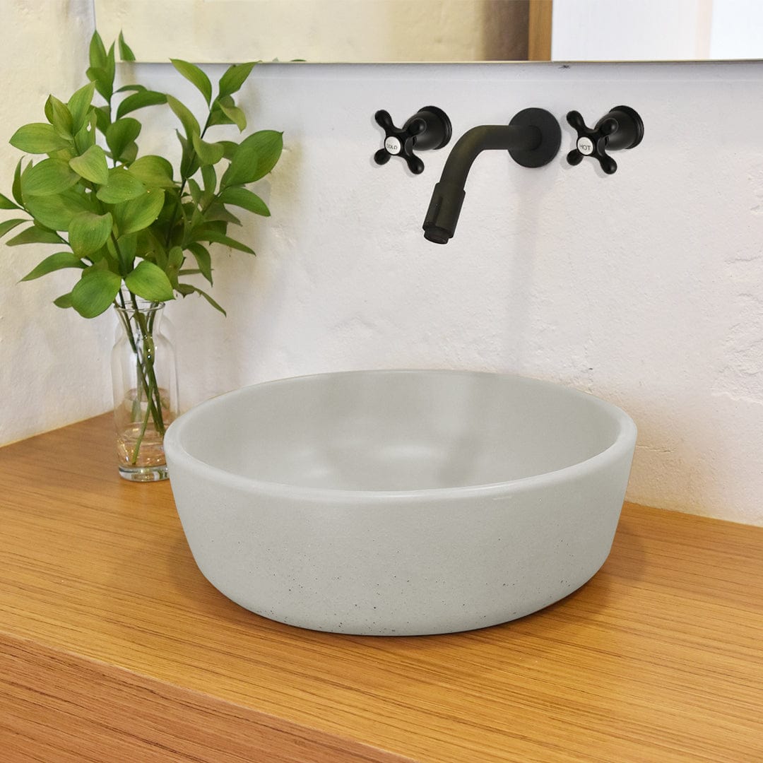 Jazerp Round Cast Concrete Vessel Sink - Light Grey