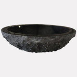 Karval Polished Black Granite Vessel Sink - Chiseled Exterior