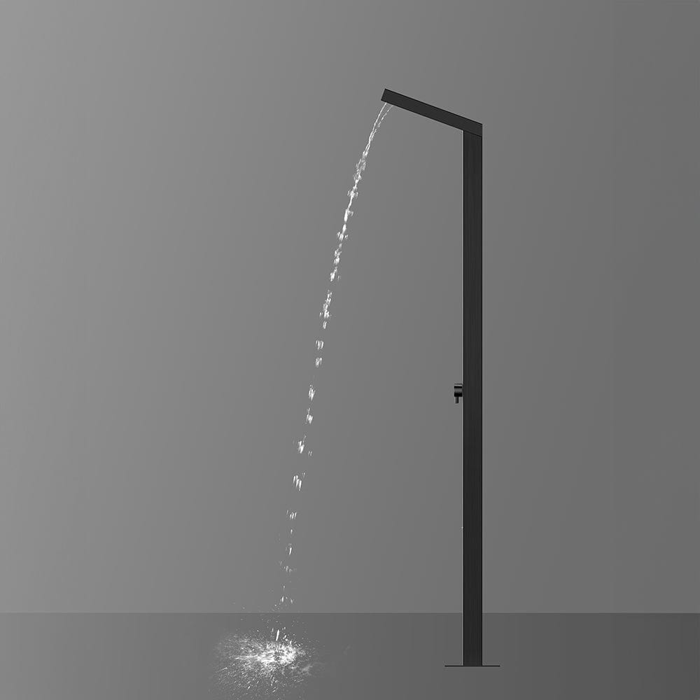 Kayin Freestanding Stainless Steel Outdoor Shower Panel with Foot Shower- Black Brushed Finish