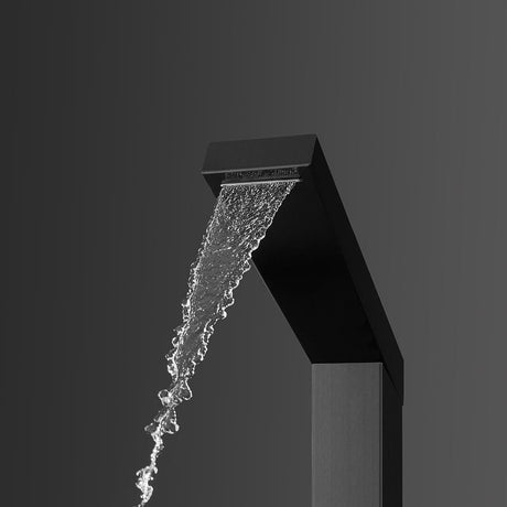 Kayin Freestanding Stainless Steel Outdoor Shower Panel with Foot Shower- Black Brushed Finish