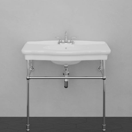 Keating Vitreous China Console Bathroom Sink with Brass Stand