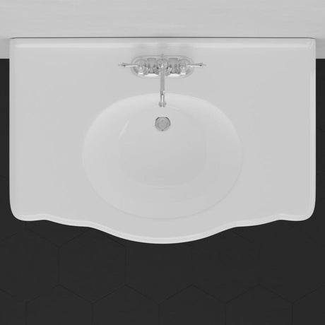 Keating Vitreous China Console Bathroom Sink with Brass Stand