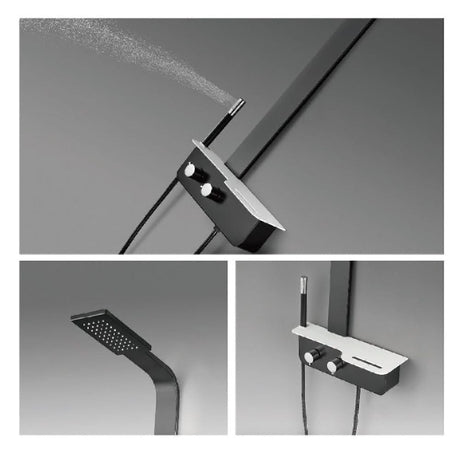 Kellen Pressure Balance Aluminum Shower Panel with Hand Shower - Black Finish