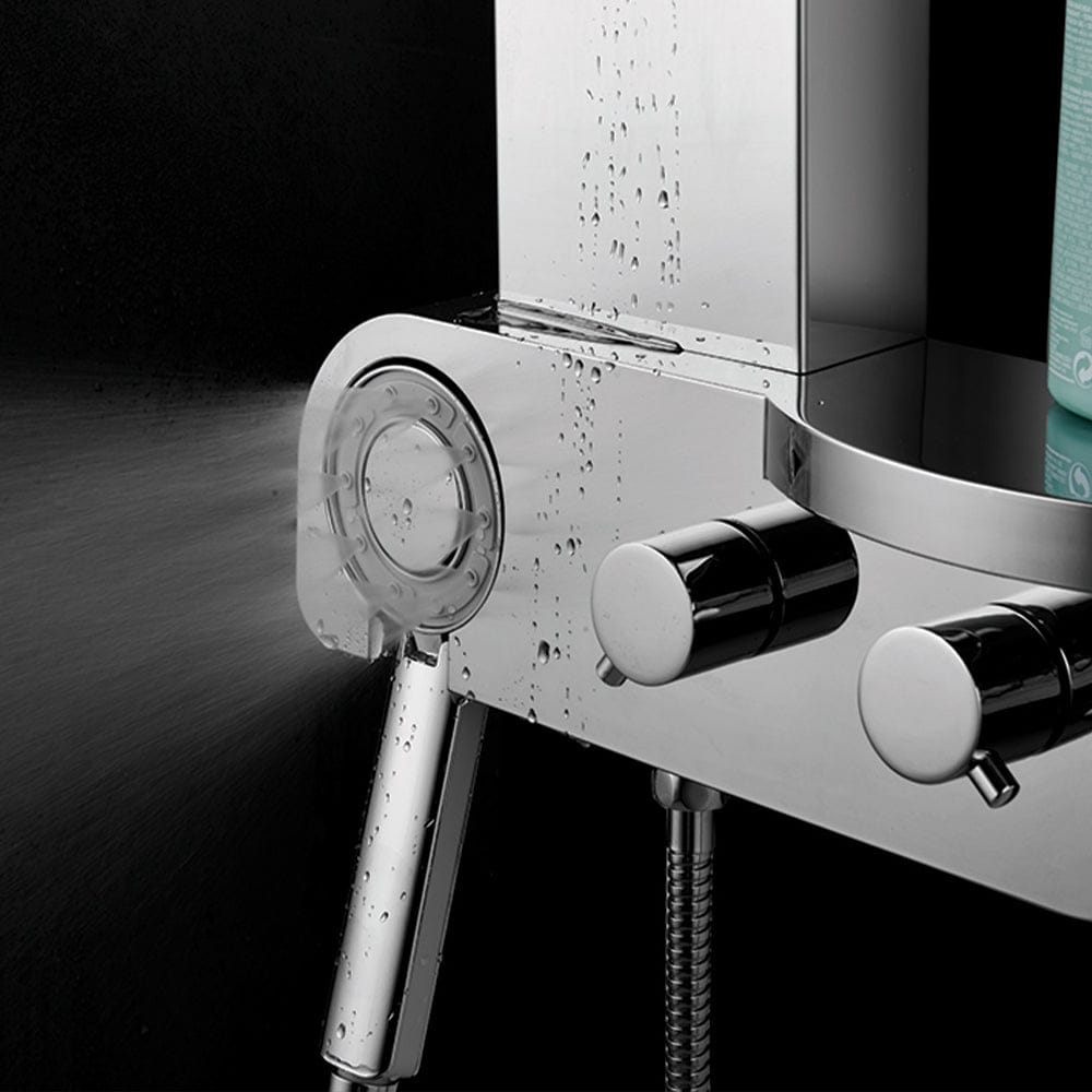 Kiden Pressure Balance Stainless Steel Shower Panel with Hand Shower - Polished Finish