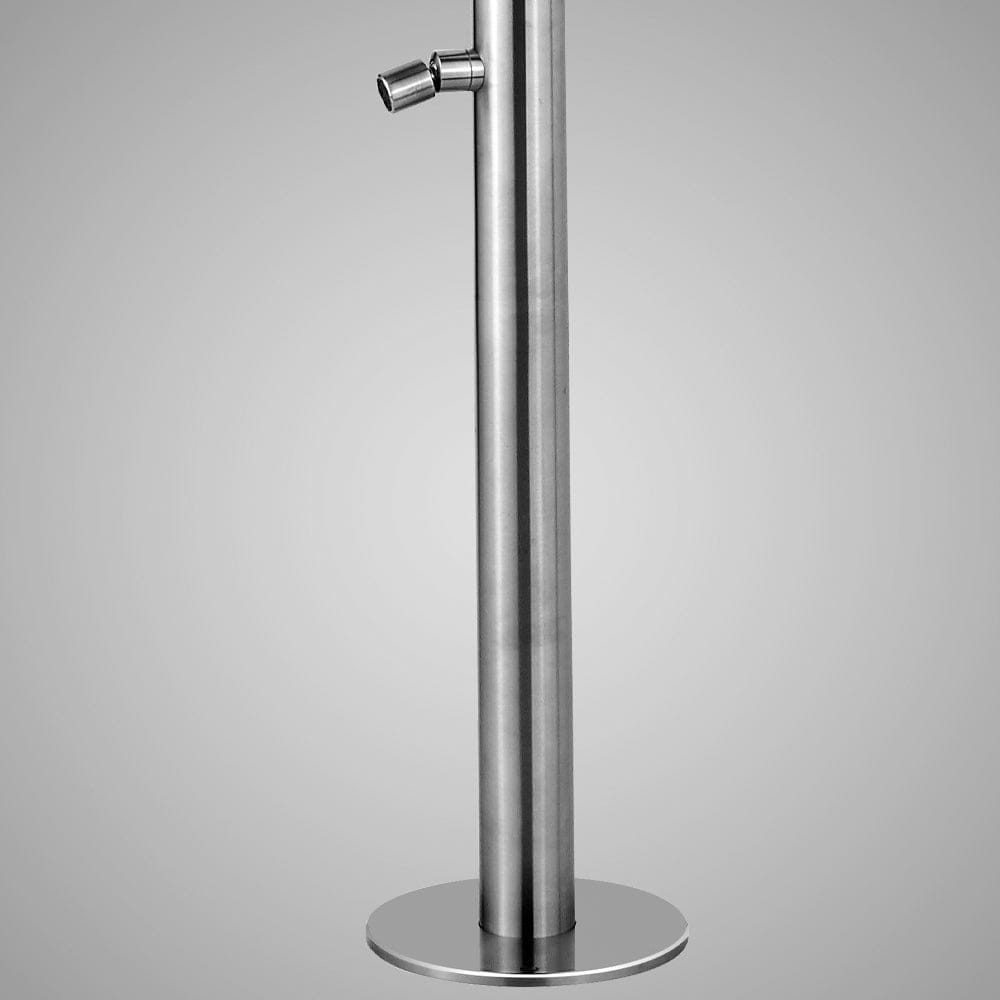 Knott Freestanding Stainless Steel Outdoor Shower with Foot Shower - Brushed Finish