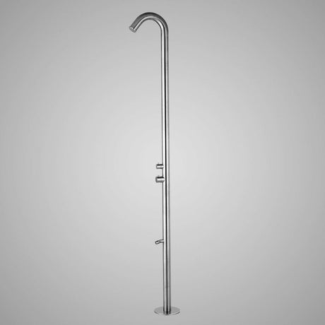 Knott Freestanding Stainless Steel Outdoor Shower with Foot Shower - Brushed Finish