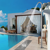 Knott Freestanding Stainless Steel Outdoor Shower with Foot Shower - Brushed Finish