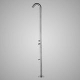 Knott Freestanding Stainless Steel Outdoor Shower with Foot Shower - Brushed Finish