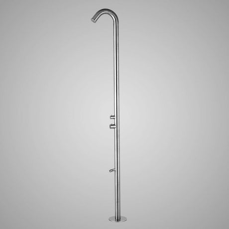 Knott Freestanding Stainless Steel Outdoor Shower with Foot Shower - Brushed Finish