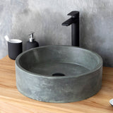 Krupp Round Cast Concrete Vessel Sink - Copper Green