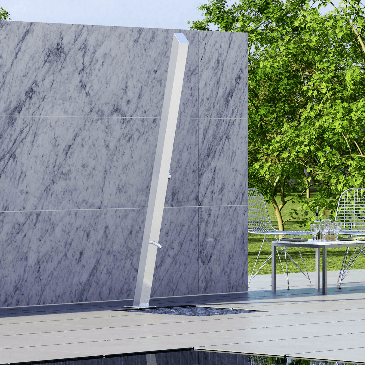 Kumuda Freestanding Stainless Steel Outdoor Shower Panel with Foot Shower