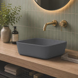 Lanton Square Cast Concrete Vessel Sink - Dark Grey