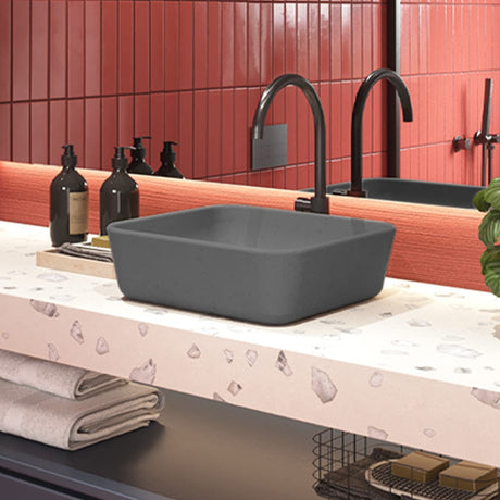 Lanton Square Cast Concrete Vessel Sink - Dark Grey