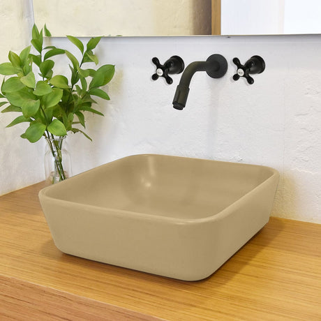 Lanton Square Cast Concrete Vessel Sink - Desert Brown