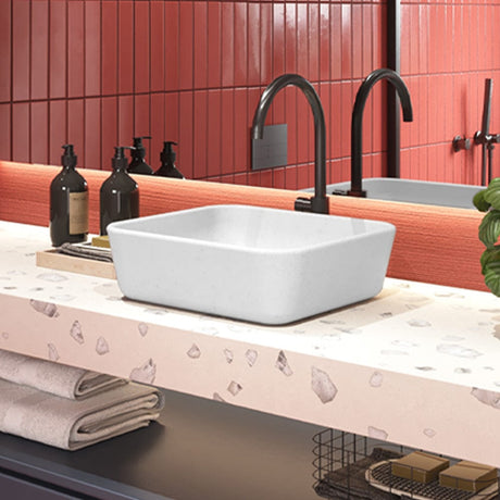Lanton Square Cast Concrete Vessel Sink - White