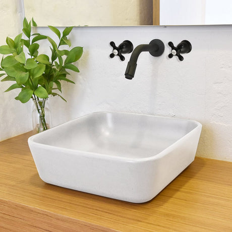 Lanton Square Cast Concrete Vessel Sink - White