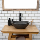 Large Danilo Cast Concrete Oval Vessel Sink - Dusk Grey