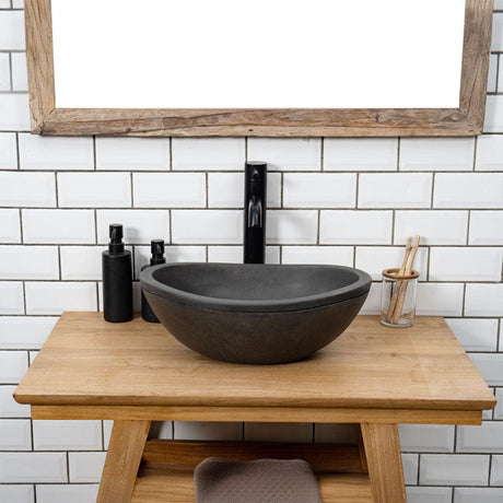 Large Danilo Cast Concrete Oval Vessel Sink - Dusk Grey