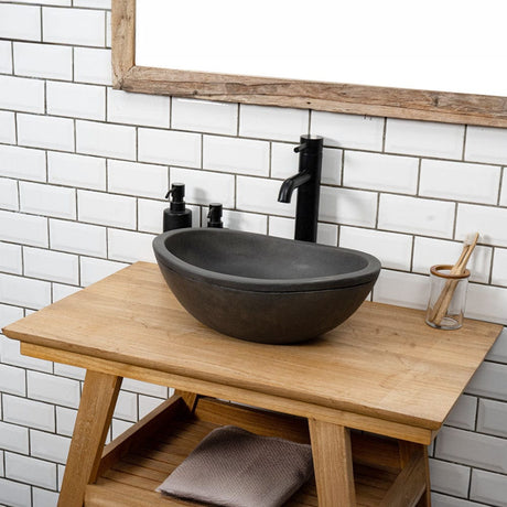 Large Danilo Cast Concrete Oval Vessel Sink - Dusk Grey