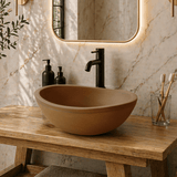Large Danilo Cast Concrete Oval Vessel Sink - Vintage Brown