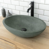 Large Lisman Oval Cast Concrete Vessel Sink - Copper Green