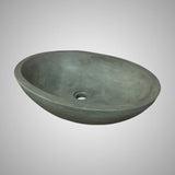 Large Lisman Oval Cast Concrete Vessel Sink - Copper Green