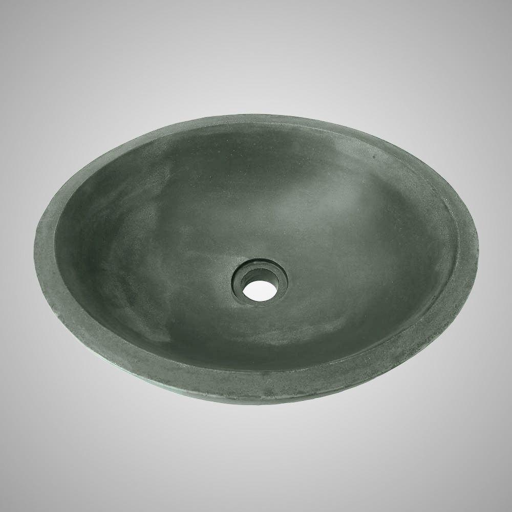 Large Lisman Oval Cast Concrete Vessel Sink - Copper Green