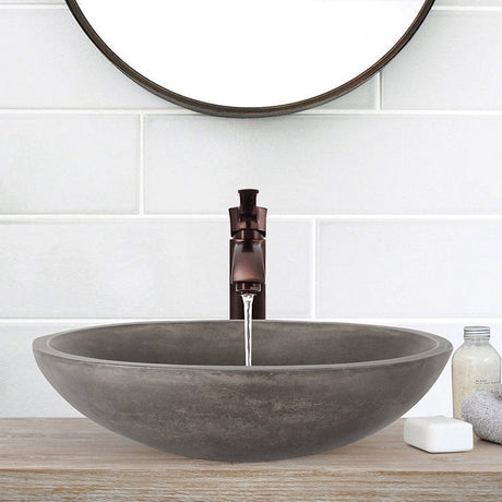 Large Lisman Oval Cast Concrete Vessel Sink - Dusk Grey