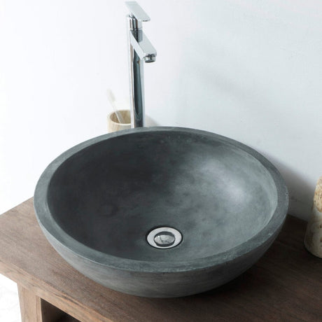 Large Sardis Round Cast Concrete Vessel Sink - Copper Green