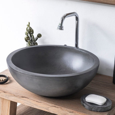 Large Sardis Round Cast Concrete Vessel Sink - Dusk Grey
