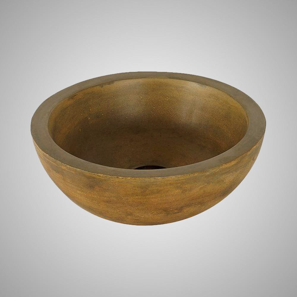 Large Sardis Round Cast Concrete Vessel Sink - Vintage Brown