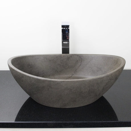 Leduc Oval Cast Concrete Vessel Sink - Dark Gray