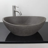 Leduc Oval Cast Concrete Vessel Sink - Dark Gray