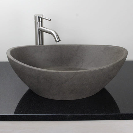Leduc Oval Cast Concrete Vessel Sink - Dark Gray