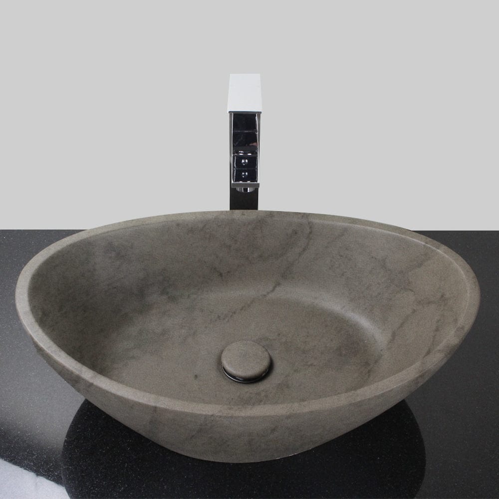Leduc Oval Cast Concrete Vessel Sink - Dark Gray