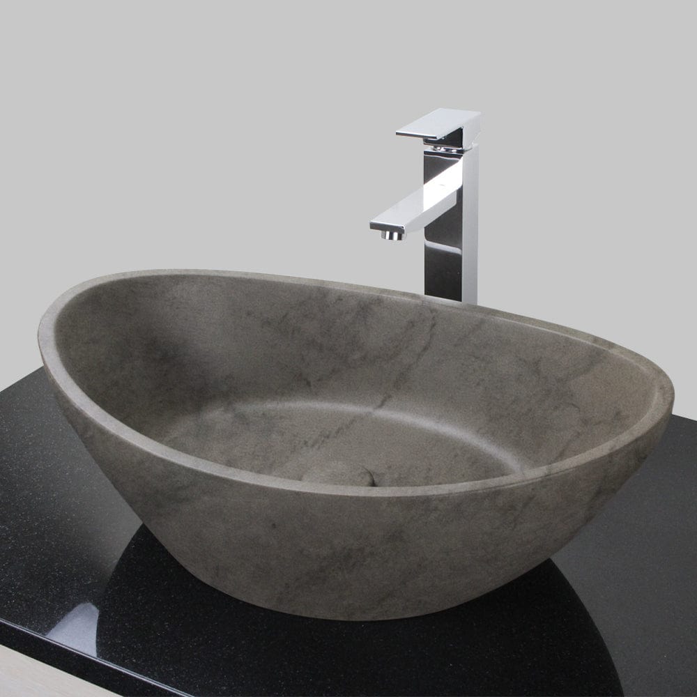 Leduc Oval Cast Concrete Vessel Sink - Dark Gray