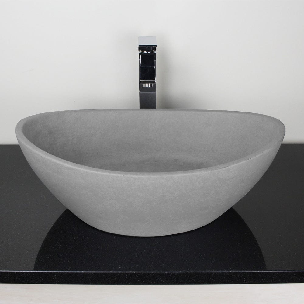 Leduc Oval Cast Concrete Vessel Sink - Light Gray
