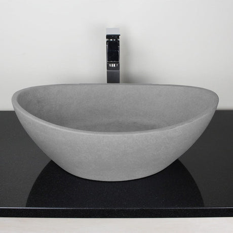 Leduc Oval Cast Concrete Vessel Sink - Light Gray